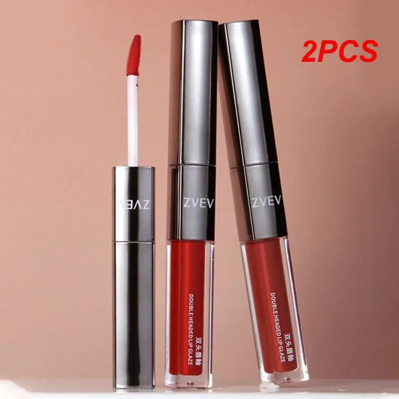 2PCS Waterproof Lip Gloss Improve Complexion Whitening Lip Gloss Low Saturation Cosmetic Mirror Lip Gloss Rapid Film Formation