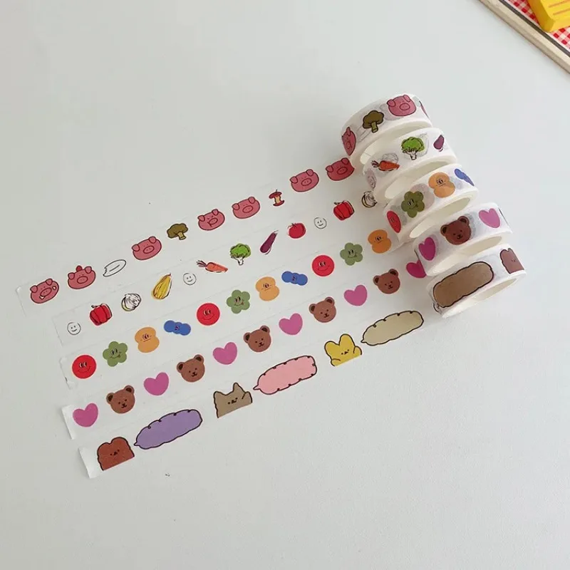 

Korean Ins Style Washi Tape Pack Cute Cat Paw Bear Love Cake Decorative Masking Tape for Planner Diary Envelope Sealing