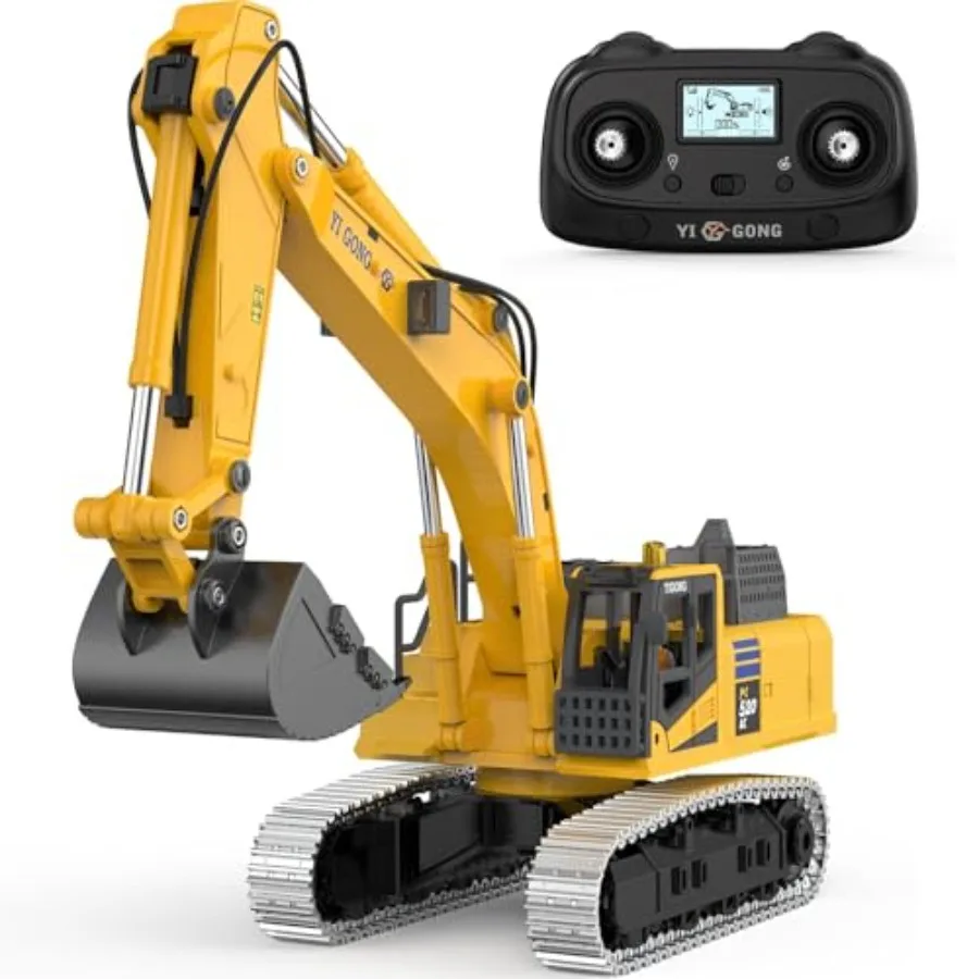 

Hobby Metal Mini RC Excavator for Adults Remote Control Construction Model with Leadscrew Digging System 2 Batteries Carry Case