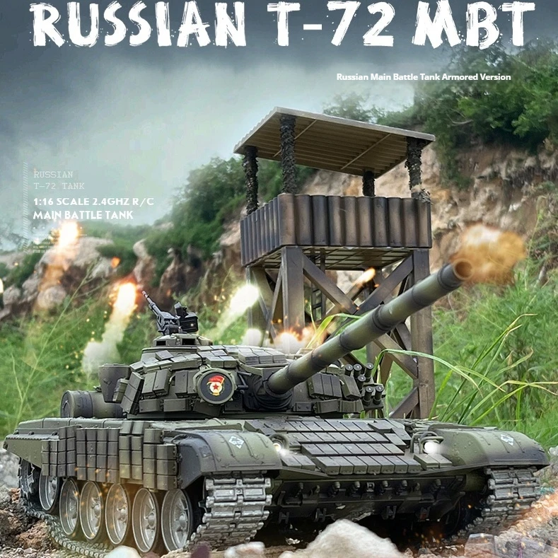 

Henglong 1/16 Remote Control Tank T-72 3939-2 Super Crawler Armored Metal Electric War Off-Road Boy Toy Remote Control Car Gift