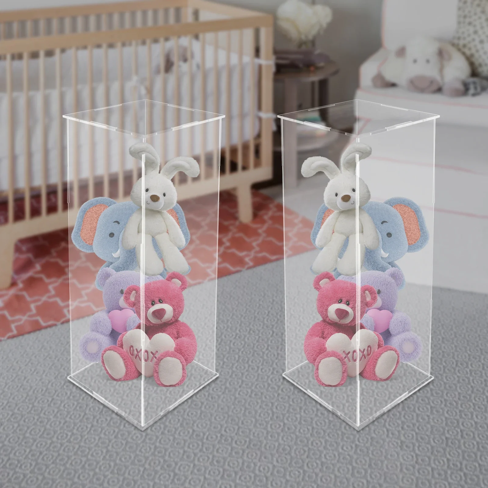 

2PCS 31.5" Wedding Clear Display Flower Tower, Acrylic Flower Stand, for T-Stage Events Reception, Party Decoration Home