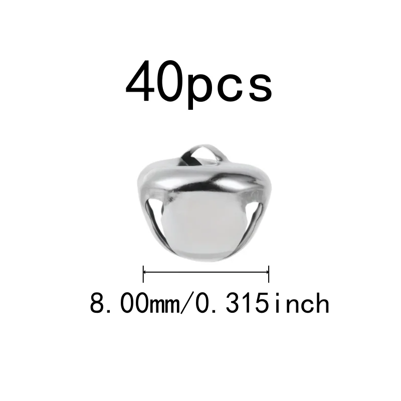 40 pcs 8mm Cross Bells, Cross Shape Design, Pet Collar Charm Christmas Tree Decor, Clear Crisp Sound, Silver