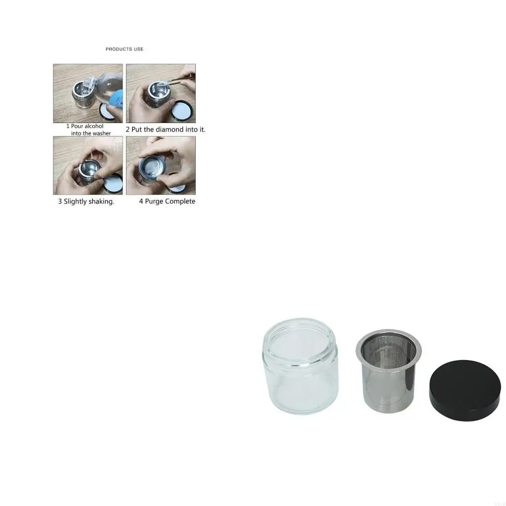 

Diamond Washing Cup Cleaning Glass Jar Bottle with Metal Sieve Cleaner