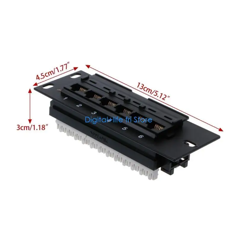 E06D 6 Port CAT5e RJ45 Through Coupler Patch Panel with Back Bar Wallmount or Rackmount for CAT5eUTP STP Cabling