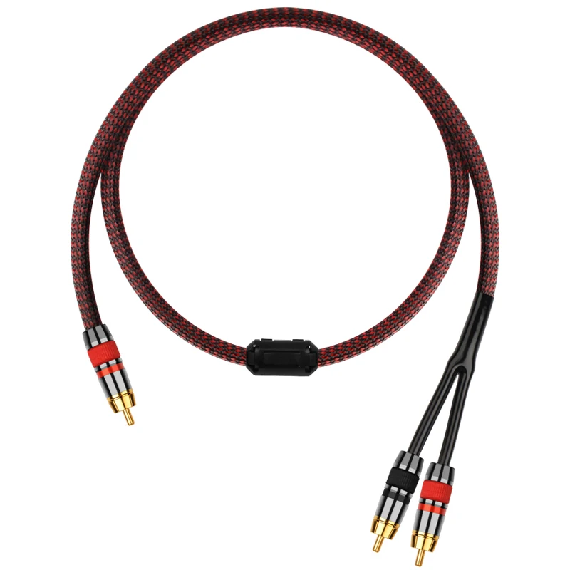 Monster One Point Two Audio Cable Pure Copper Gold Plated Single RCA to 2 RCA Double Lotus Y Adapter Amplifier Subwoofer Cable