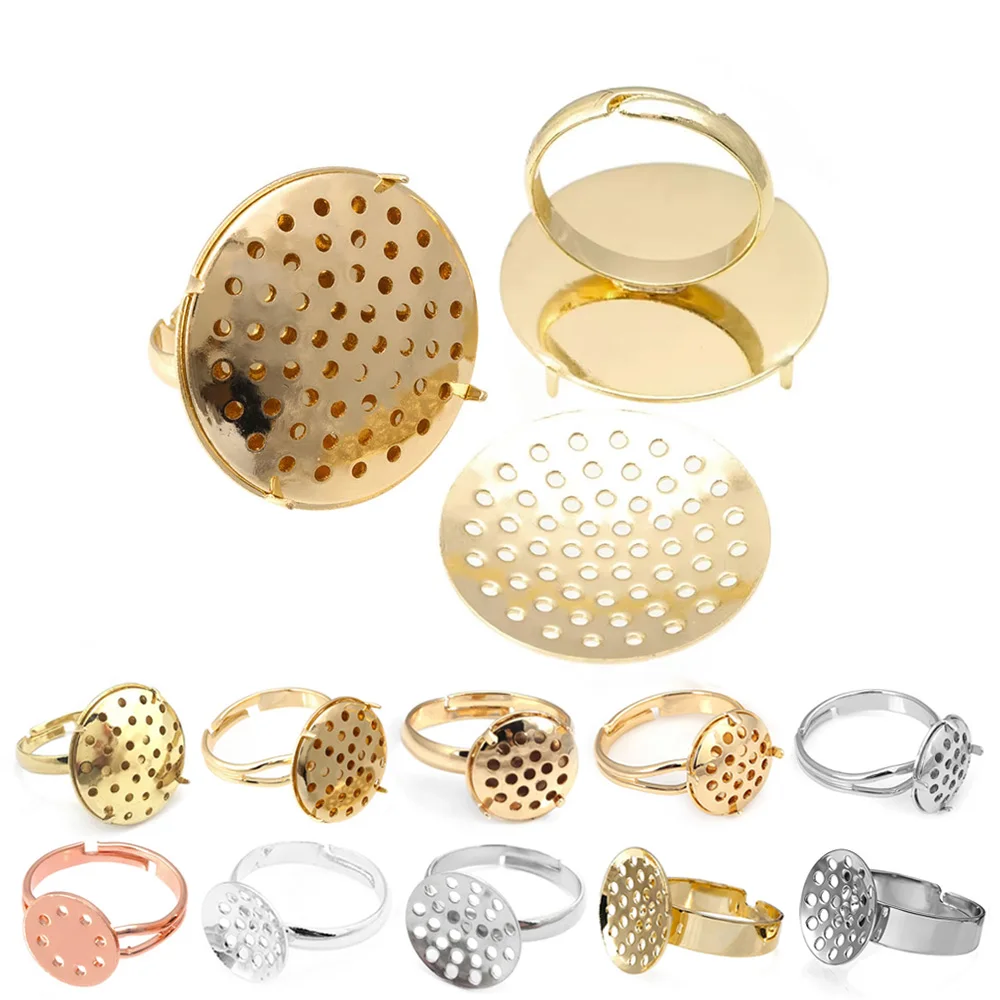 Trays 10MM 12MM 14MM 15MM 20MM 18K Gold Color Brass with Trays Ring Base Ring Setting Diy Jewelry Ring Making Accessories image 2