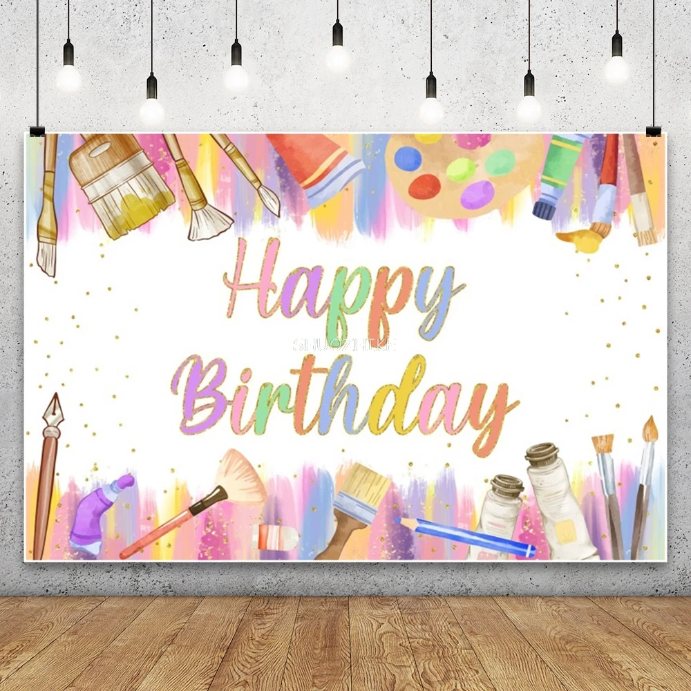 دعونا نطلاء فستان عيد الميلاد لخلفية التصوير الفوتوغرافي لفرشاة الحفلات الفنية الملونة على جدران الكتابة على الجدران