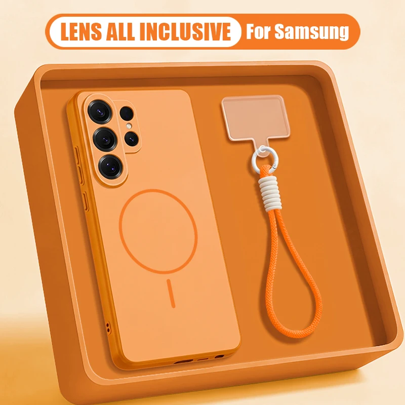 

Magnetic Case For Samsung Galaxy S26 S25 Ultra S24 S23 FE A57 A17 A56 A37 A16 A55 A36 A55 For Magsafe Wrist Lanyard Phone Cover