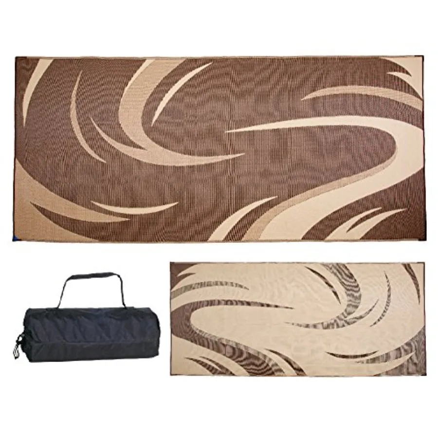 

SD8187 8-Feet x 18-Feet Graphic Swish RV Reversible Patio Mat Brown/Tan