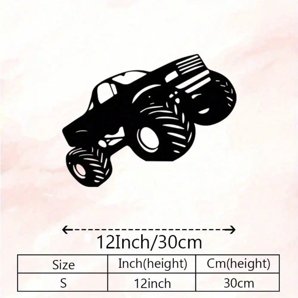 CIFbuy Vintage Metal Wall Art Racing Truck Iron Sculpture Mural Black White Classic Design for Baby Room Garage Home Decor Gift