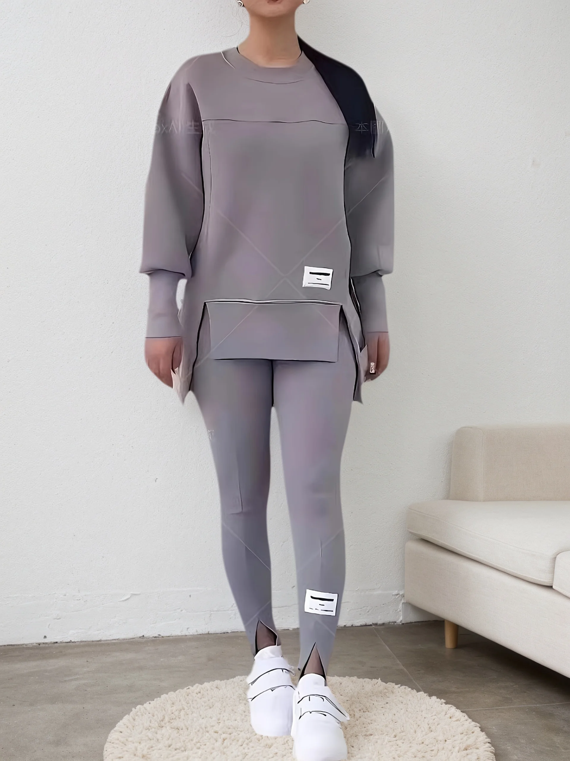 

Новый женский комплект свободной спортивной одежды и спортивных штанов нестандартной формы с принтом — модный и удобный комплект из двух предметов