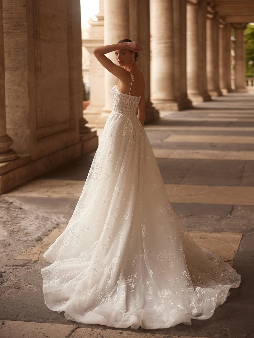 Vestido De novia clásico con Apliques De encaje, elegante vestido De novia con tirantes finos, línea A romántica, vestido De novia largo