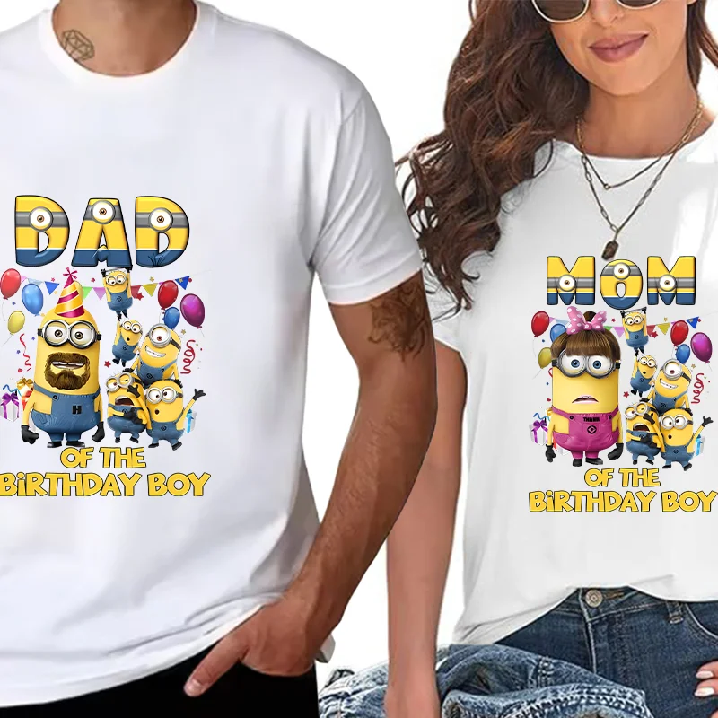Minionses Boys Birthday Party T-shirt Dad Mom Family Brothers and Sisters T-shirts Women Men Fashion Summer Fashion Tops Gifts