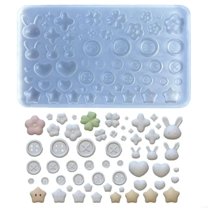 C1FE Durable Epoxy Resin Mold Button Accessories Jewelry Casting Mould Versatile Ornament Silicone Molds for Art Classes