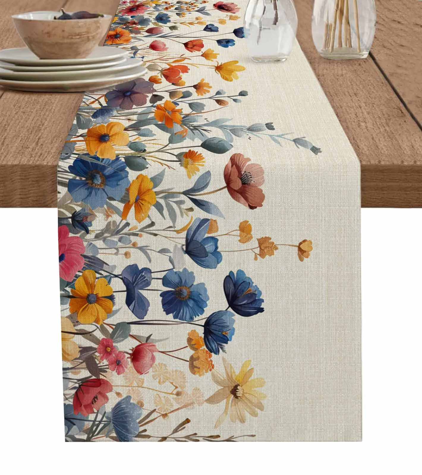 

Watercolor Leaf Chrysanthemum Coffee Table Tablecloth Wedding Decor Party Table Runners Kitchen Dining Table Cover Tablemats