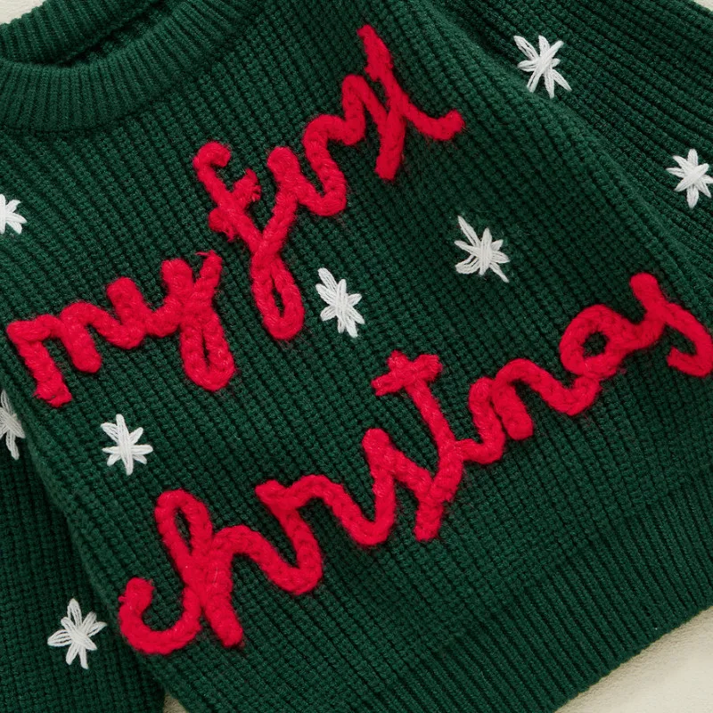 6 Months to 4 Years Christmas Kids Girls Boys Sweater Long Sleeve Crew Neck Letters Warm Winter Sweater Baby Clothing