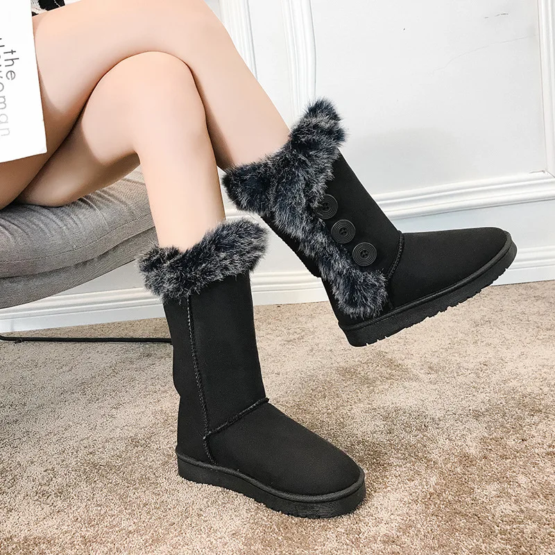 

Winter Warm Plush Women's Snow Boots Round Head Thick Soled, Wear-resistant, Anti Slip, and Plush Cotton Boots Zapatos De Mujer