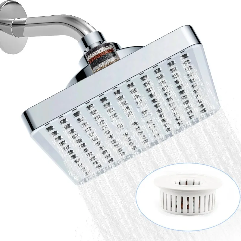 

Square Filter Top Spray Showerhead Household Bathroom 6-inch Detachable Pressurized Showerhead