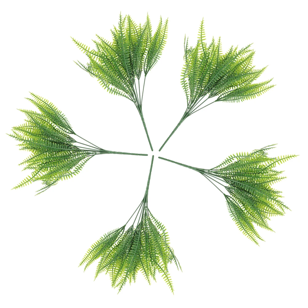 

5pcs Artificial Leaves Realistic Fake Green Ferns Lifelike Faux Plastic Plants Home Office Garden Decor