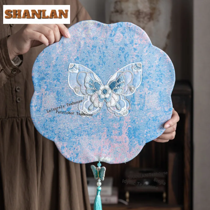 

Brocade Petal Tea Table Mats Vintage Zen Tea Table Cloth Drink Coaster Dinner Table Cloth Mat Tea Services Supplies Collection