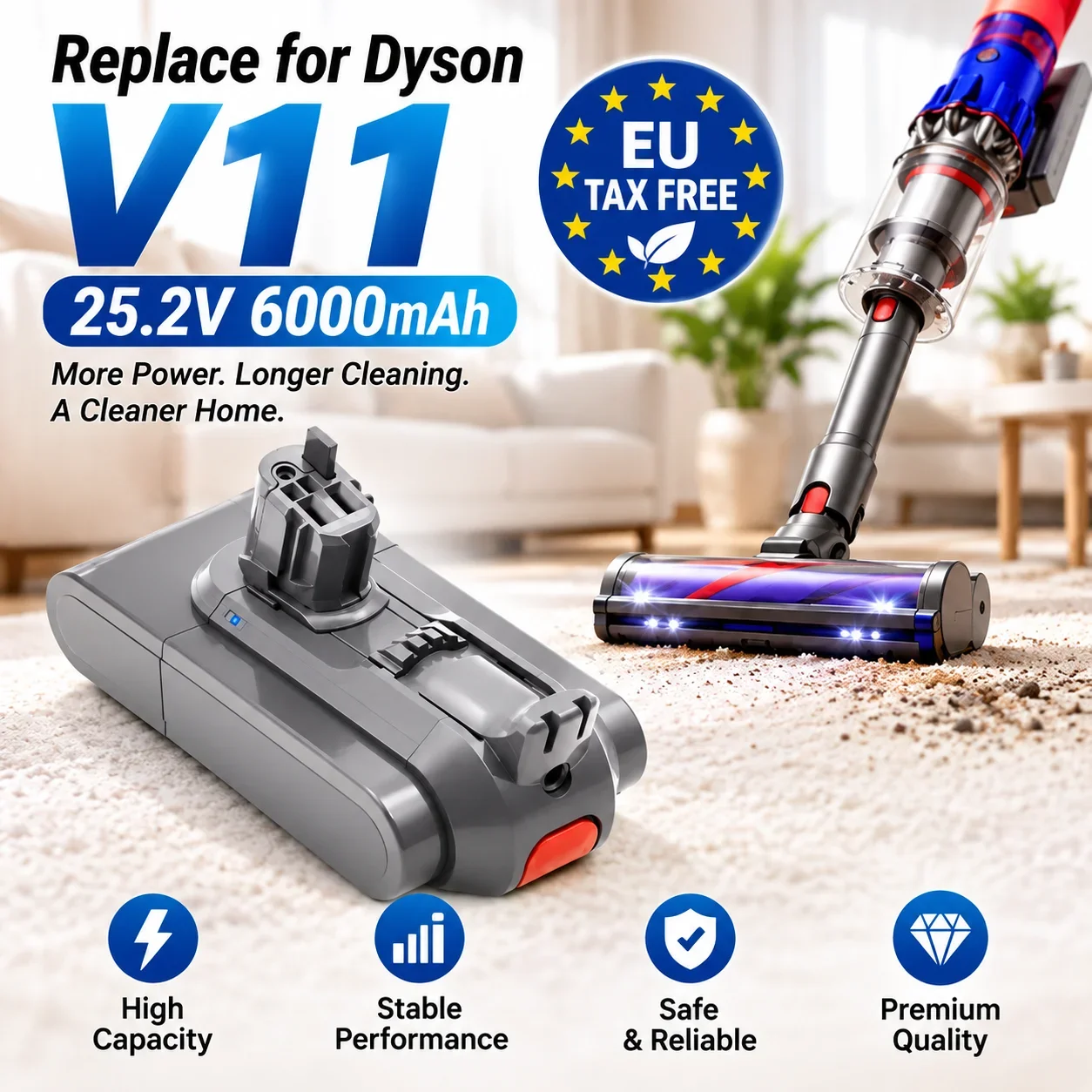 Batteria da 25,2 V per aspirapolvere Dyson V11 SV15 SV16 SV17 SV18 SV22, V11 Absolute, V11 Animal, V11 Fluffy, batteria ricaricabile.