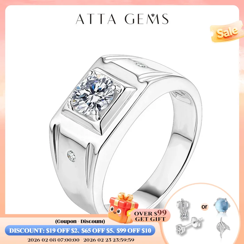 

Кольцо мужское из серебра 6,5 пробы с муассанитом, 1 карат