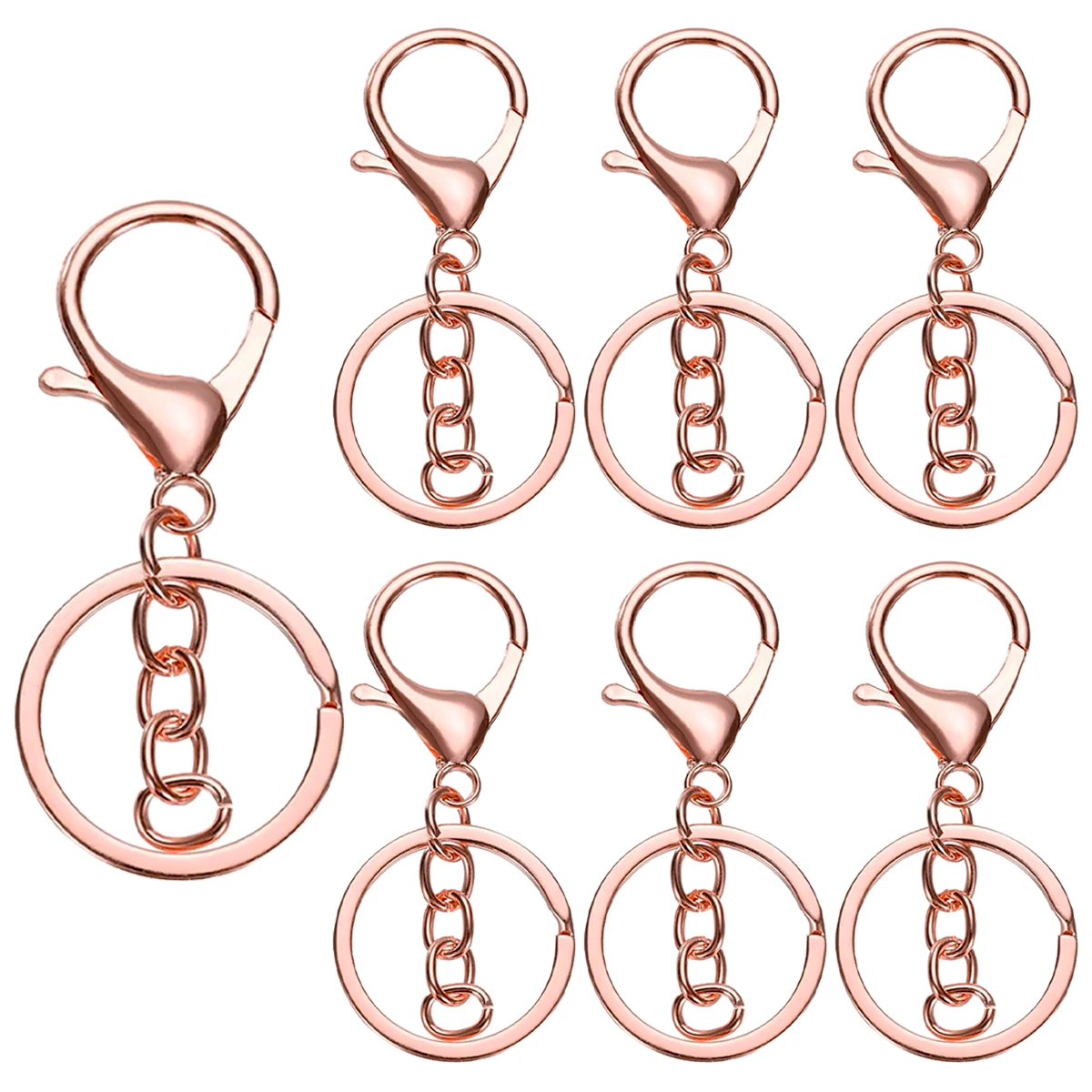 6/12/25/50 Stuks Metalen Karabijnsluiting Sleutelhangers Swivel Lente Haak Met Platte Split Ring voor Diy Ambachten Sleutelhanger Lanyard Maken