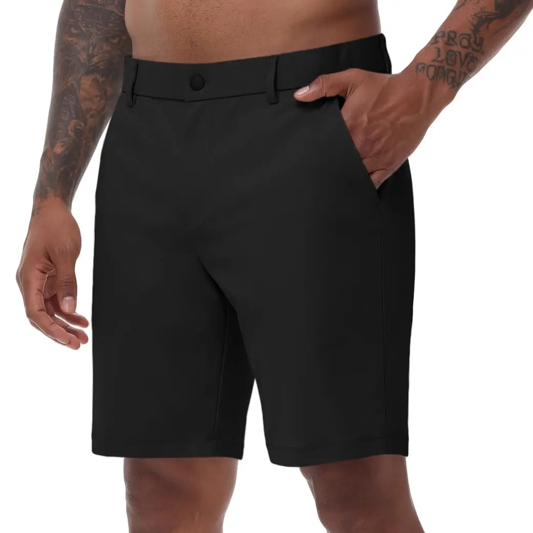 Shorts cargo masculino moderno, casual, elegante, calça de golfe, cintura elástica, shorts de trabalho com bolsos laterais com zíper tipo oculto