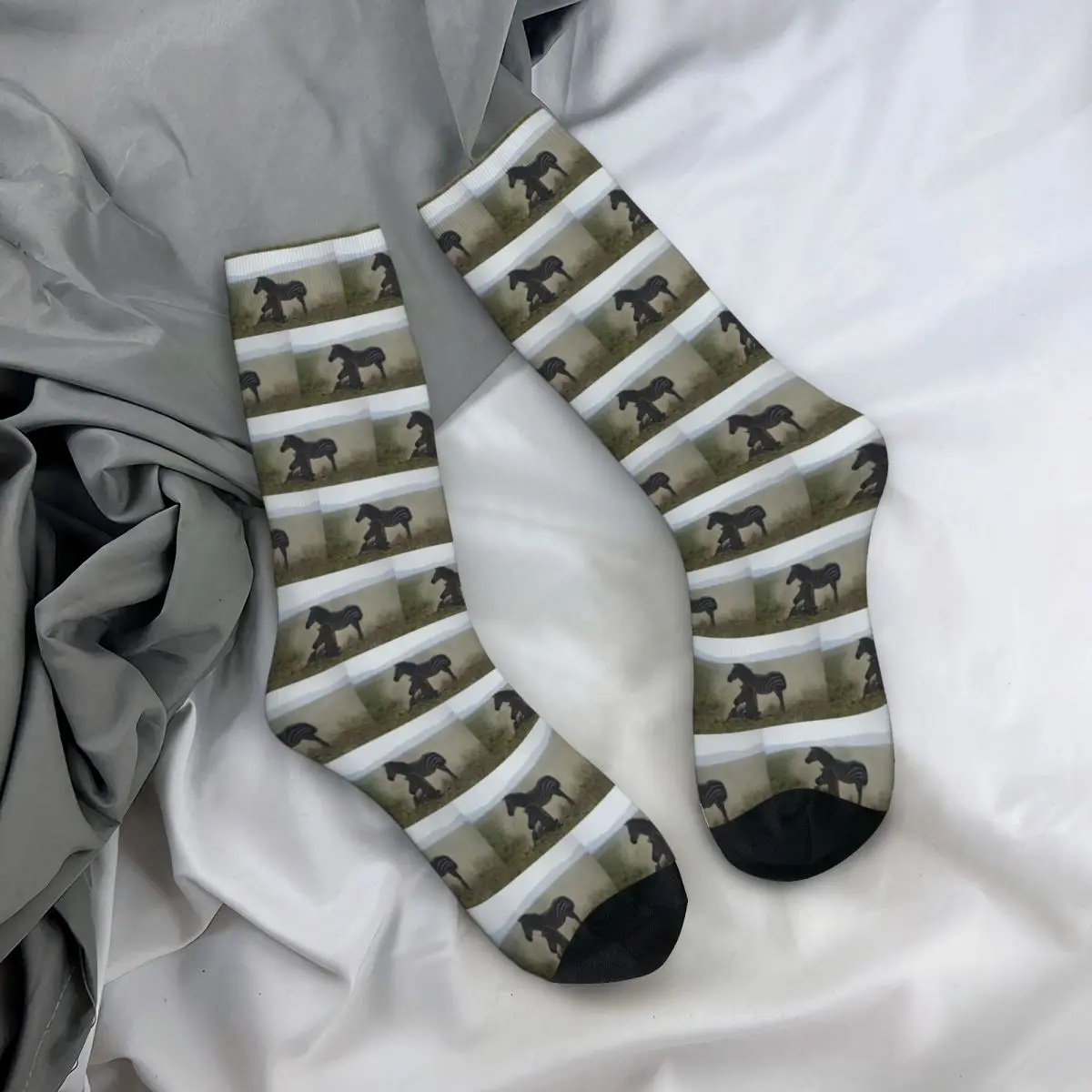 جوارب طاقم جميع المواسم Zebras At Play Socks Harajuku جوارب طويلة إكسسوارات للرجال والنساء هدية عيد ميلاد