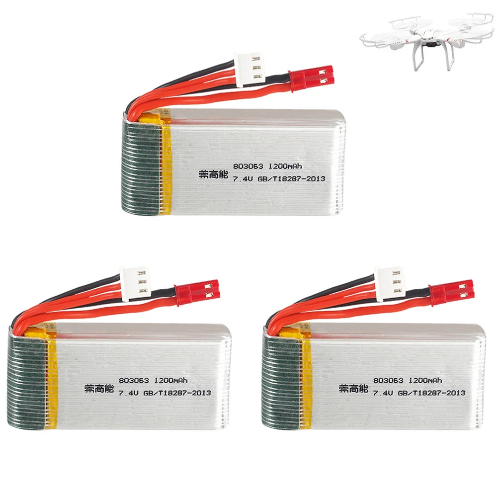 

Lipo Battery For YiZhan X6 MJX X101 X102h X1Brushless H16 WLtoys V666 V262 V353 V333 V323 Rc Drone 7.4V 1200mah 803063 Battery