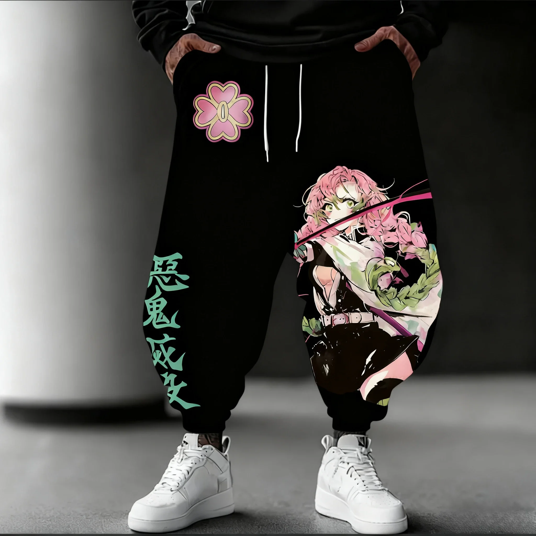 Demon Slayer Anime 2025 Autunno/Inverno Pantaloni Della Tuta Nuovo Kanroji Mitsuri Disegnato A Mano Stampato Allentato Casual Moda Pantaloni affusolati