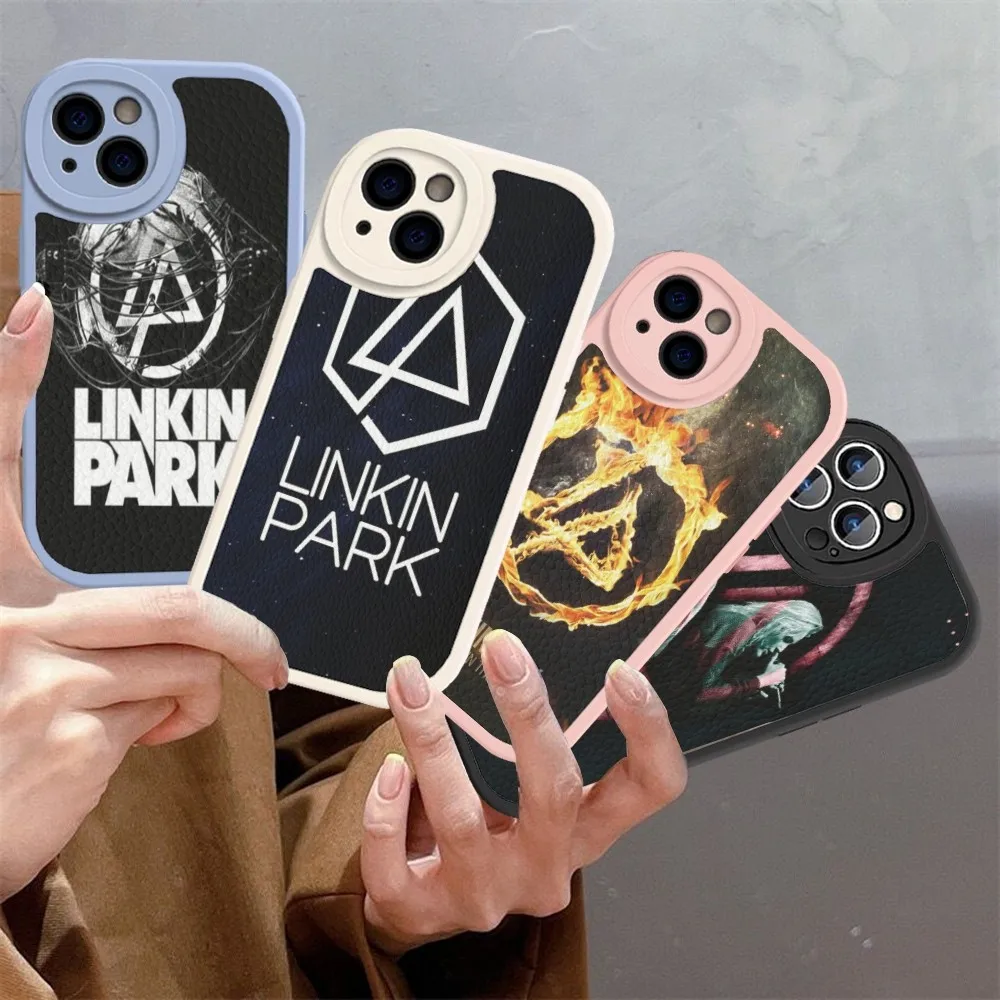 Band L-Linkin P-Park Phone Case Hard Leather For iPhone 16 15 14 13 12 Mini 11 14 Pro Max Xs X Xr 7 8 Plus Fundas