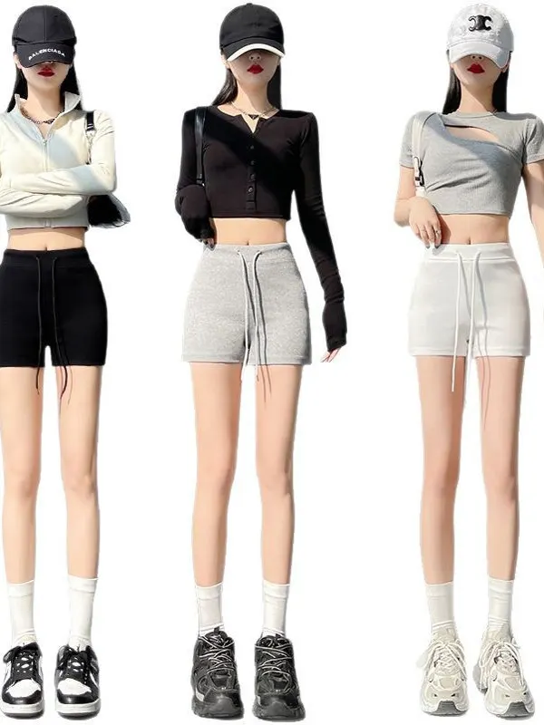 Ors da ciclismo ad alta elasticità Casual American Sle Fitn Yoga Dstring Sports Tight Fit orts Lunghezza tee-quarzo