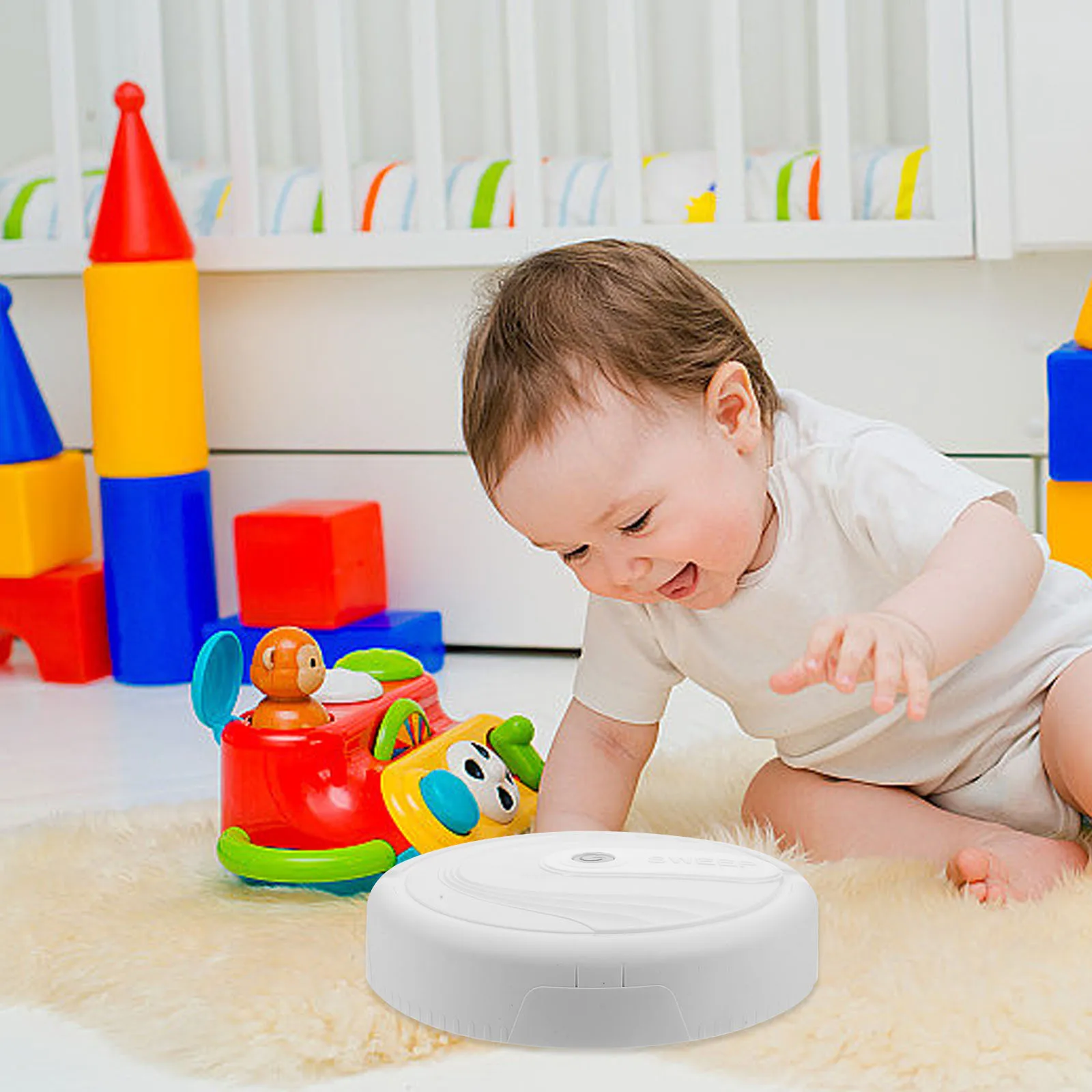 

Premium Simulation Mopping Robot for Children Educational Role Play Fun Moving Design No Included White