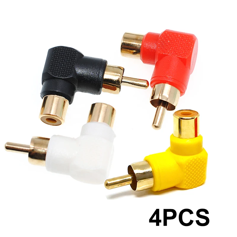 90 Degree RCA Right Angle Connector Plug Adapters Male To Female M/F 90 Degree Elbow Audio Adapter