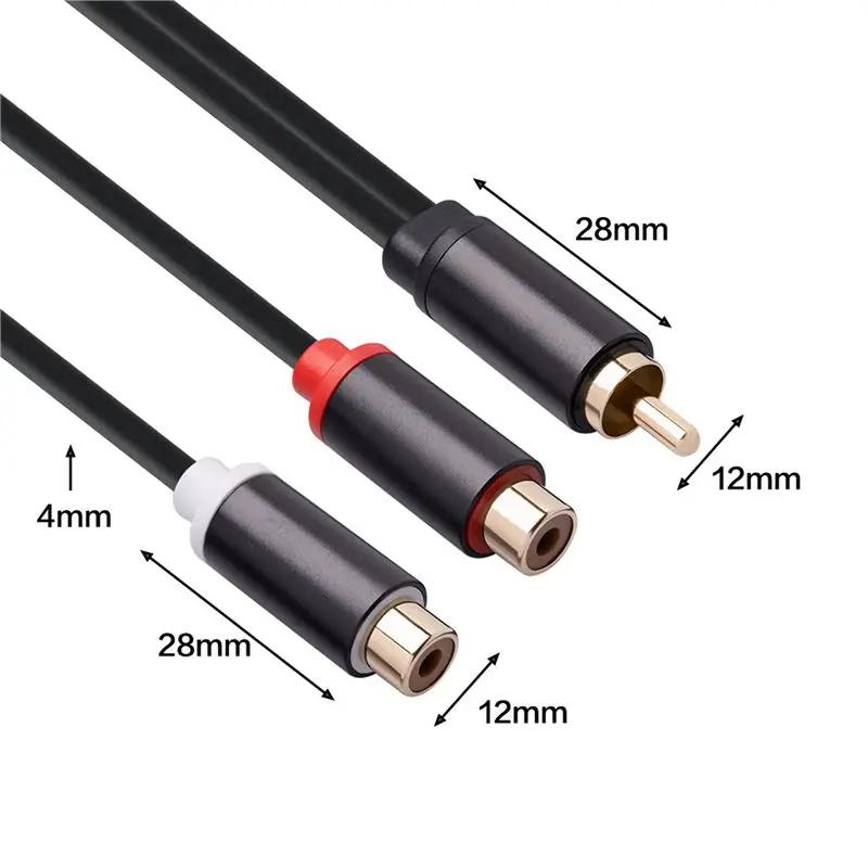 B76B RCA Male to 2 RCA Female Audio Splitter Cable for TV PC DVD Speaker, 4 Pack