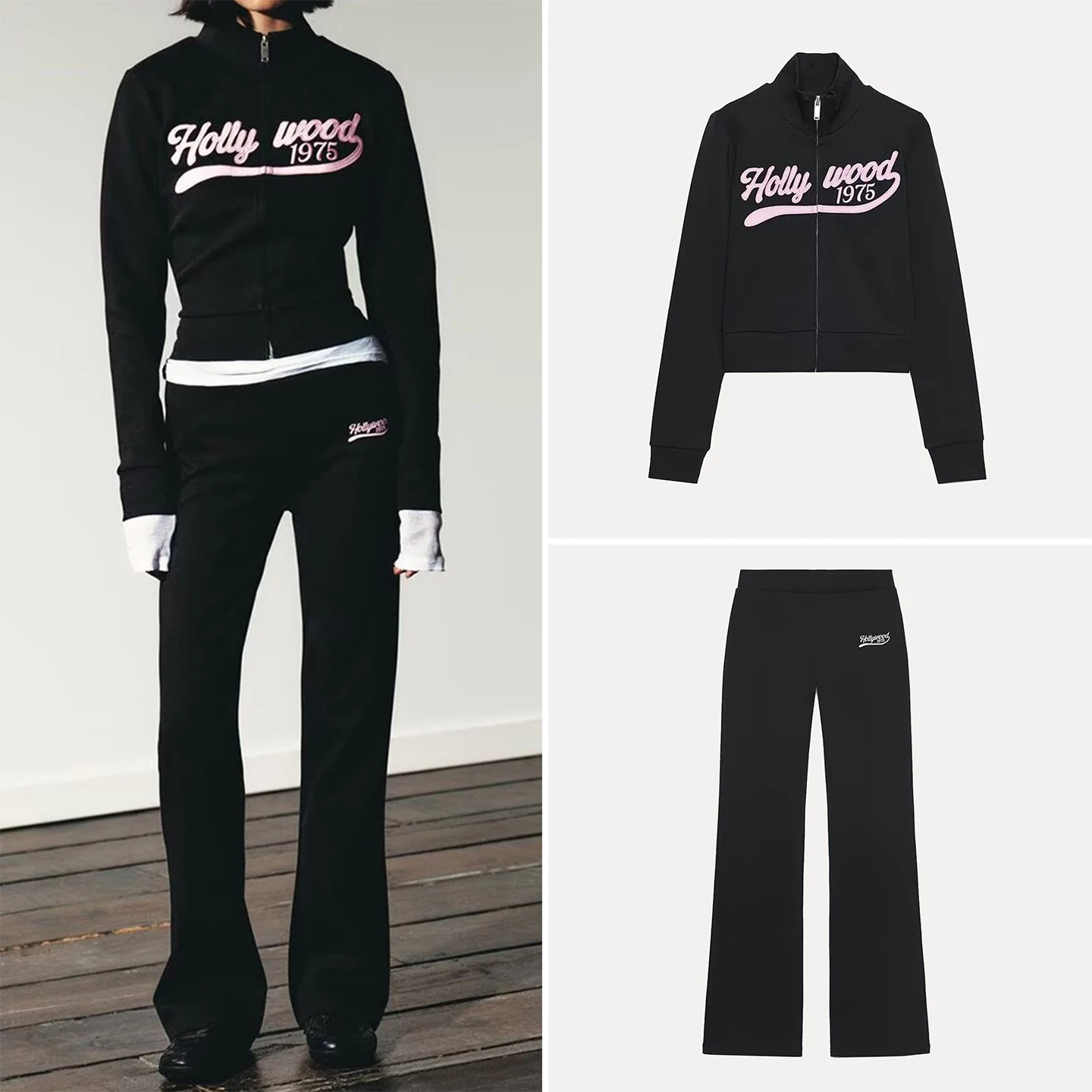 Z Faion-set voor dames 2025, herfstseizoen, sweatshirt met ritssluiting, uitlopende broek, bedrukt ontwerp, lange Sve opstaande kraag, vier zee...