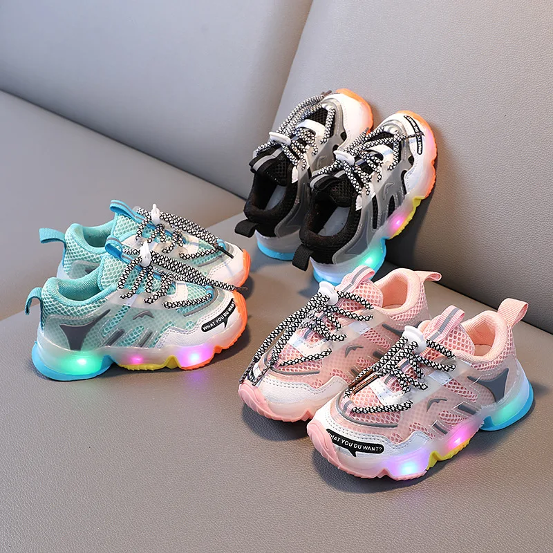 

Spring Autumn Children's LED Toddler Shoes Breathable Soft Bottom Boys & Girls Sneakers Sports Casual For Little Kids Size 21-30