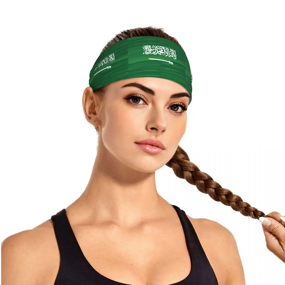 Flag Of Saudi Arabia Elastic Hair Band Yoga Headband Makeup Hair Hoop Headwrap