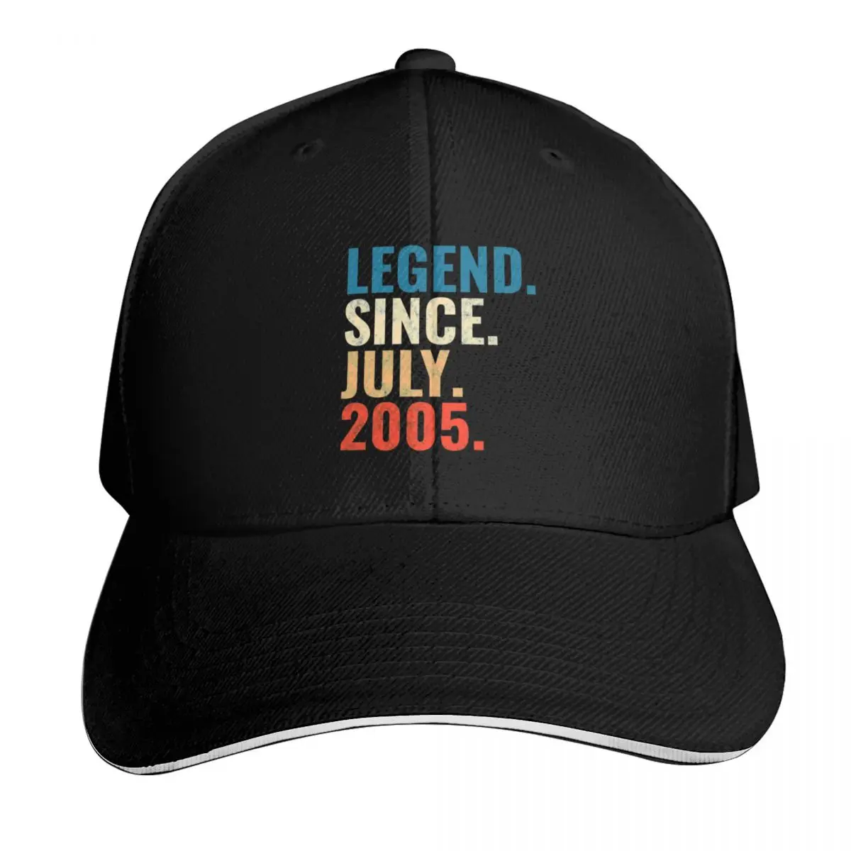 Legend Since July 2005 Retro Vintage Baseball Cap Quick Dry Performance Cotton Twill Breathable Contrast Two Tone Brim