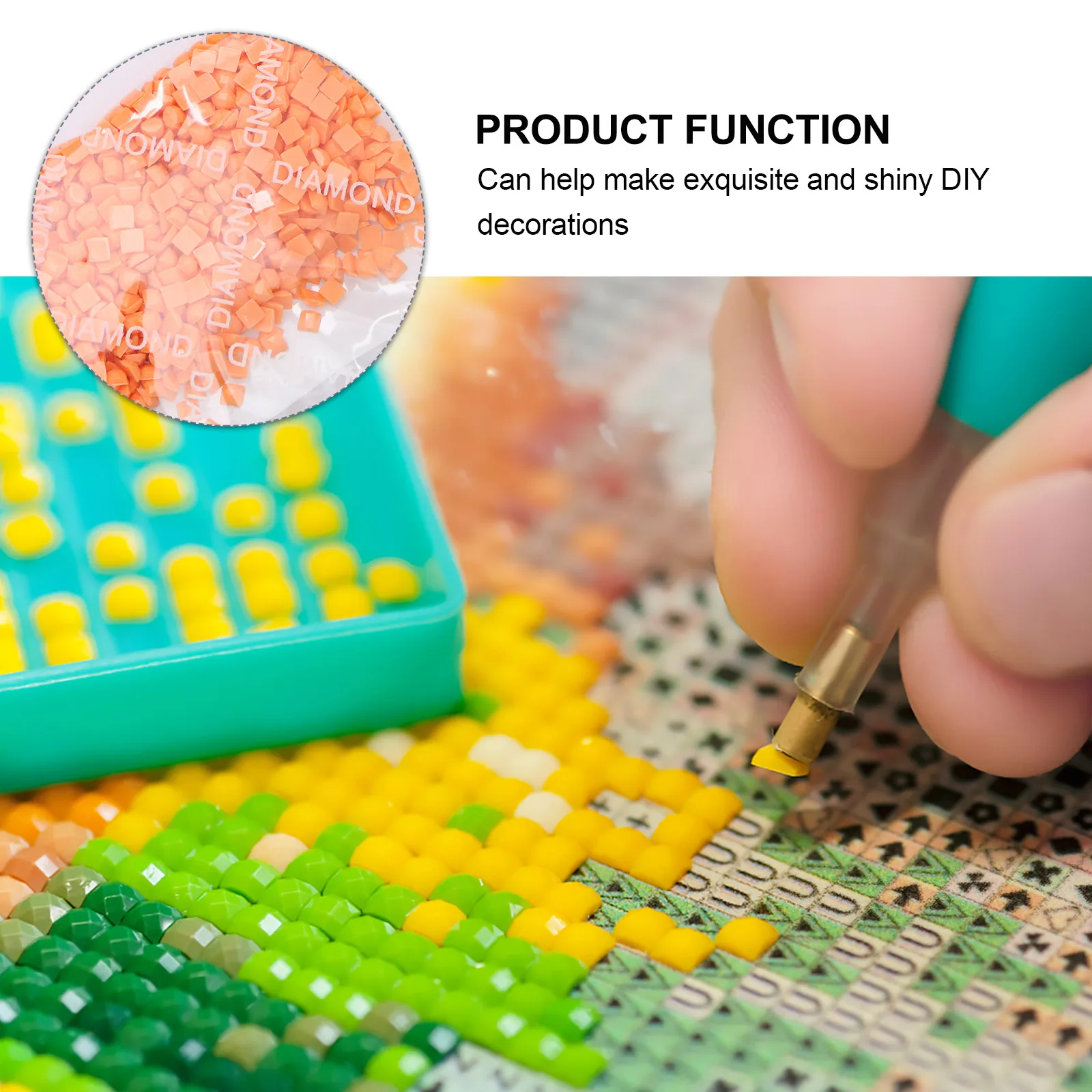 

Diamond Drawing Square Painting Beads Rhinestones Handmade Materials Round DIY Resin