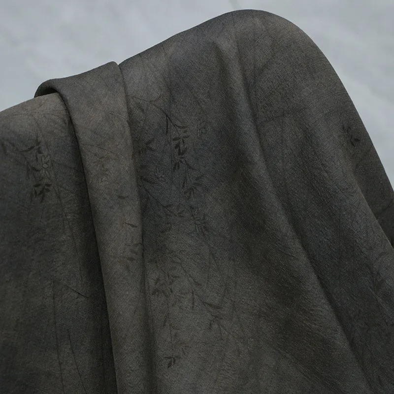 

Grass and wood mud dyeing tie-dyeing flower replication pure silk tussah jacquard fabric designer plant