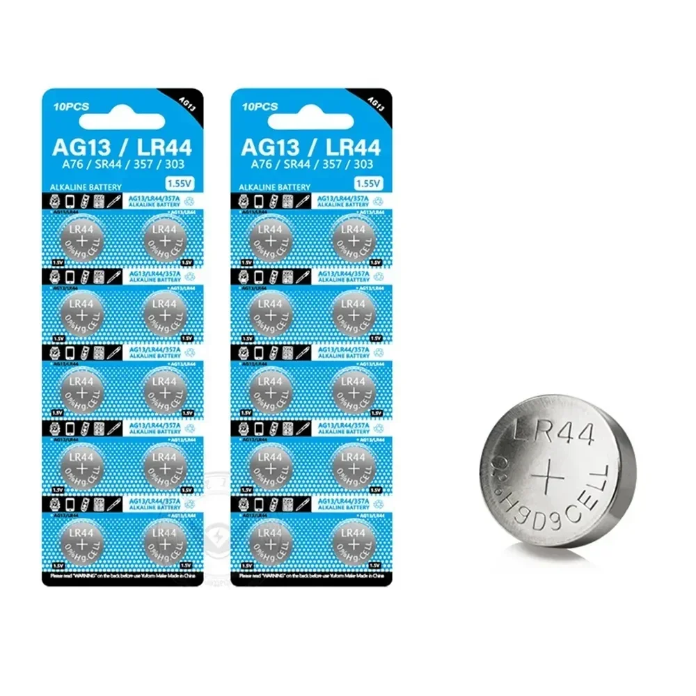 100pcs LR44 แบตเตอรี่ AG13 แบตเตอรี่เซลล์ปุ่ม 1.5V 357 SR44 LR1154 ปุ่มแบตเตอรี่ L1154 แบตเตอรี่สําหรับนาฬิกาของเล่นระยะไกล