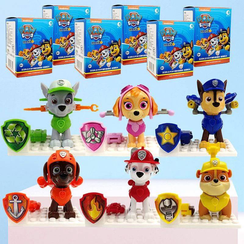 Paw Patrol poupée dessin animé sac à dos Cross Dressing blocs de construction jouets figurines d'anime Chase Skye Patrulla Canina cadeaux pour enfants