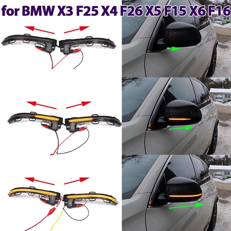 Dynamic LED Turn Signal Lights Rearview Mirror Indicator Blinker Repeater For BMW X3 F25 X4 F26 X5 F15 X6 F16 2014-2018