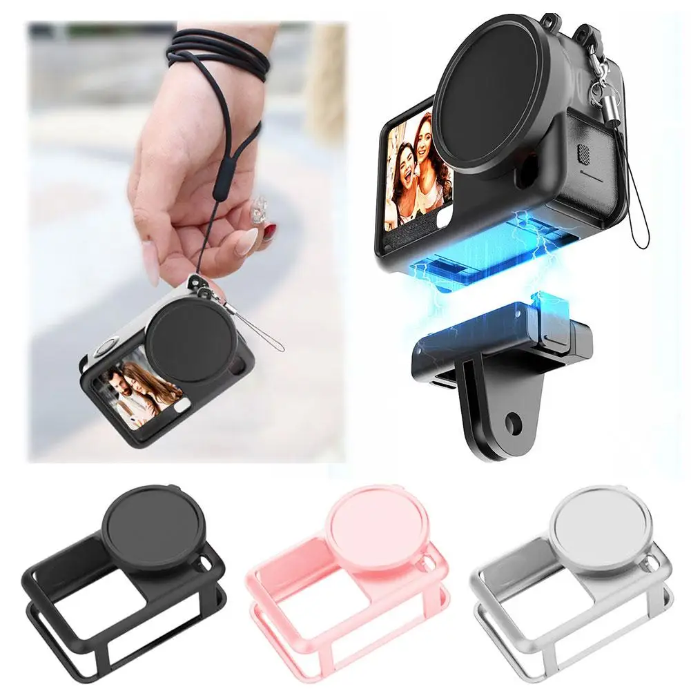 Silicone Case for DJI Osmo Action 6 Soft Non-Slip Anti-Scratch Protective Case Shock-Absorbent Anti-Drop Washable with Lens Cap