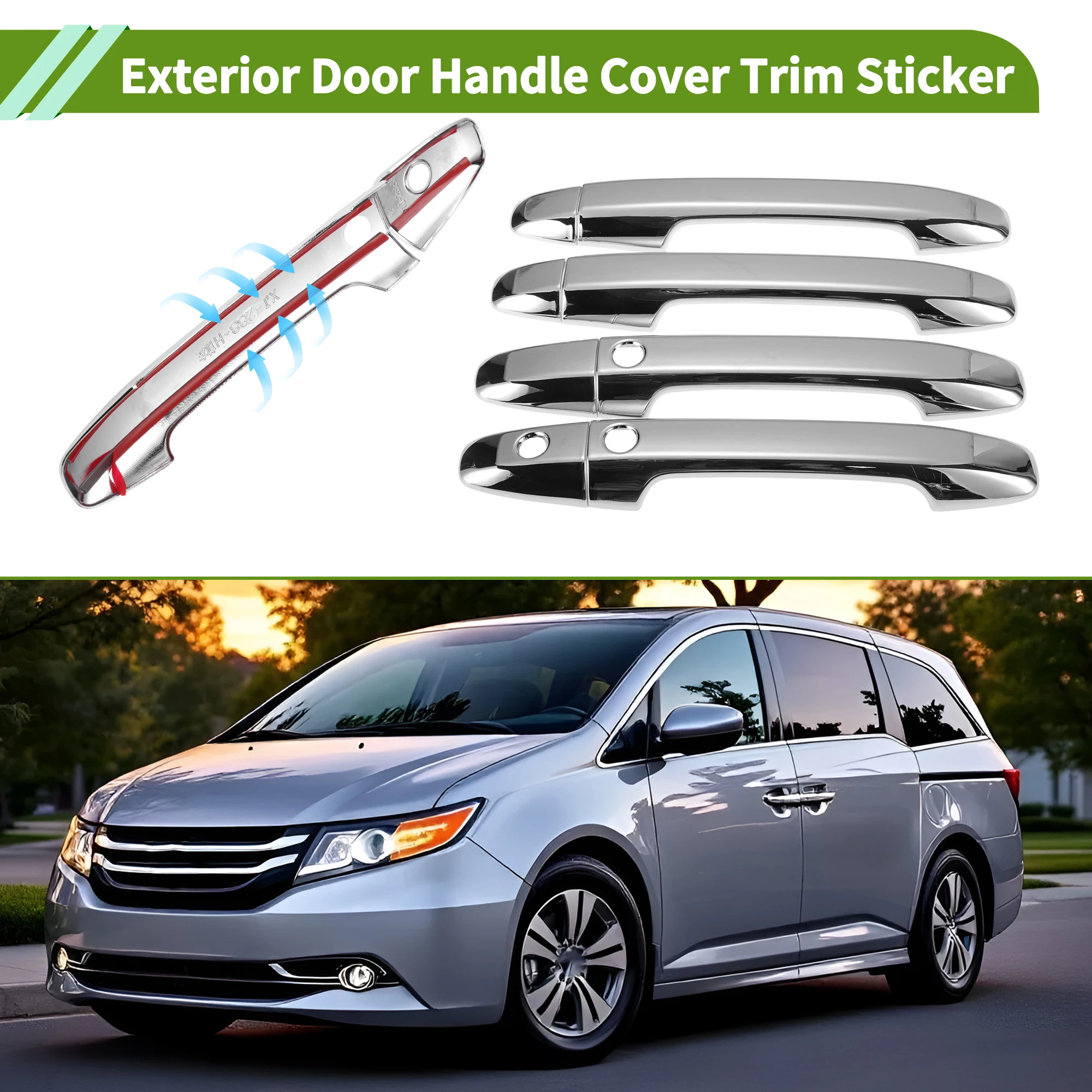 UXCELL Exterior Door Handle Cover Trim Front Rear Door Handle Cover for Honda Odyssey 2015-2022 No Keyless Hole Plated Color
