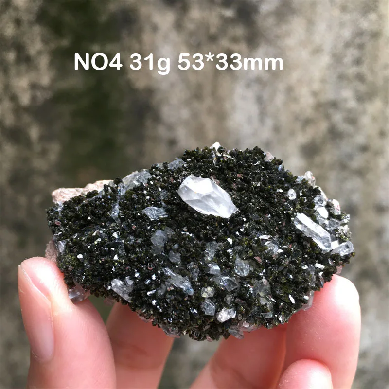 Real Yunnan Natural Epidote Crystal Symbiosis Crystal Quartz Specimen Mineral Raw Stone Clusters Healing Energy Home Decor