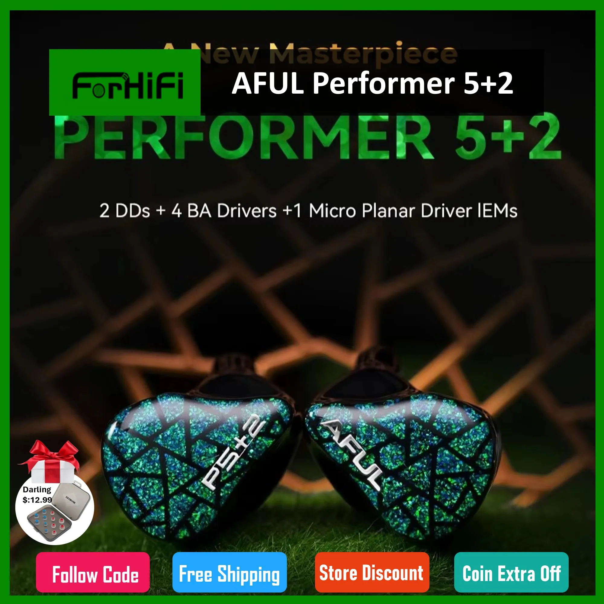 AFUL Performer 5+2 / Performer 7 2DD+4BA+1Микро-планарные наушники-вкладыши-мониторы Hi-Fi Проводные гибридные наушники Музыка IEMs |   ForHiFi