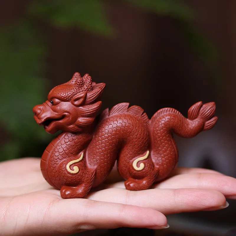 New Chinese Dragon Tea Set Ornaments Home Study Supplies Purple Sand Tea Pet Decoration Lucking Zodiac Xiaolong Tea Play Gift